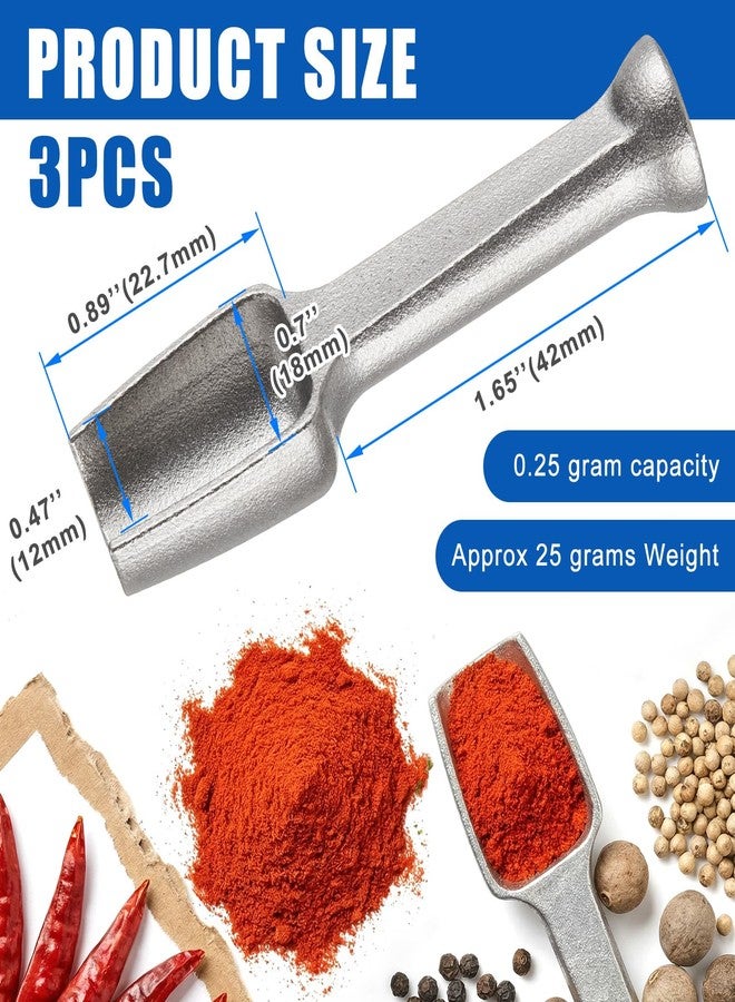 Zonon 3 Pcs Mini Stainless Steel Scoop Set 0.25 Gram 2.56 Inch Small Spoon for Spices Coffee Tea Protein Powder Herbs SS304 Measuring Scoop Dishwasher Safe - Image 2