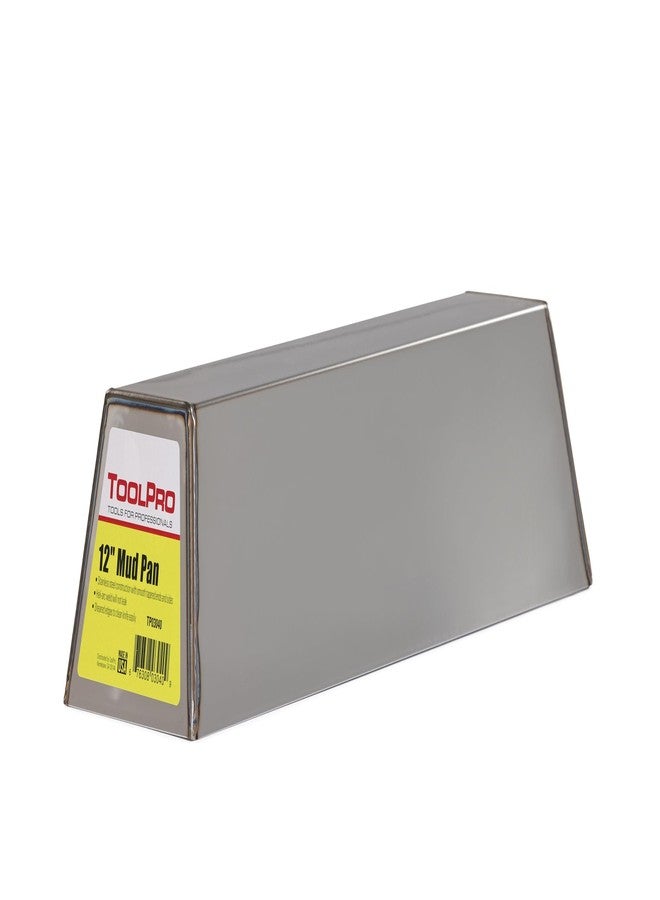 TOOLPRO 12 Inch Stainless Steel Mud Pan - Professional Drywall Taping Tool with Smooth Tapered Ends and Leak-Proof Construction - Image 2