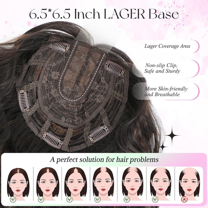 UDU Short Wavy Hair Topper for Women, 11Inch Lightweight & Breathable Synthetic Wiglet for Volume and Gray Hair Coverage, Heat Resistant Natural Hairpiece for Summer Look - Image 5