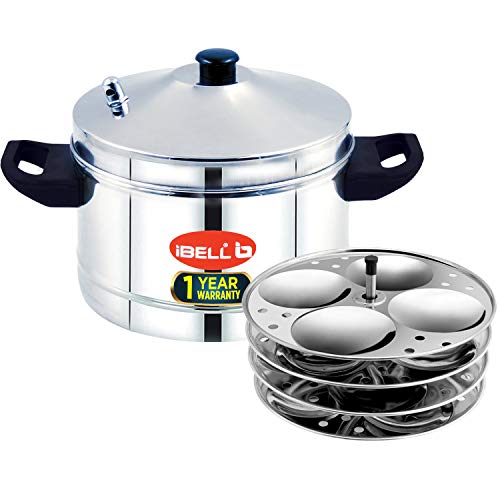 iBELL Outer Lid Idly Cooker Stainless Steel; Idli Maker with 4 Plates (16 Idlies), 5 Liter, Silver - Image 1