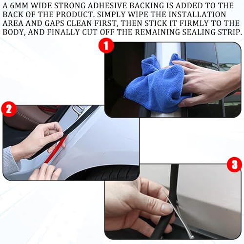 HHZL 13Ft Weather Stripping Door Seal, Windshield Rubber Strip for Reducing Noise & Dust, Super Flexible Self-Adhesive Rubber Seal Strip Edge Trim Guards for Windshield/Doors Edges/Windows（Z-Shaped） - Image 5
