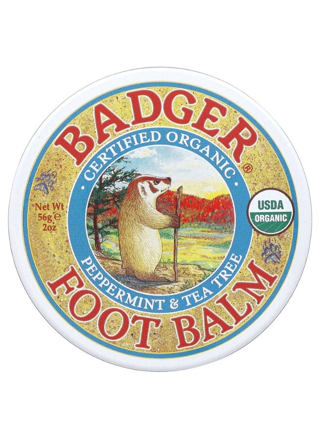 Badger, Certified Organic Foot Balm, Peppermint & Tea Tree, 2 oz (56 g) - Image 1