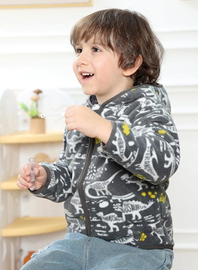 Feidoog Toddler Polar Fleece Jacket Hooded Baby Boys Girls Autumn Winter Long Sleeve Thick Warm Outerwear,Graffiti,4-5T - Image 3