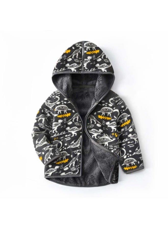 Feidoog Toddler Polar Fleece Jacket Hooded Baby Boys Girls Autumn Winter Long Sleeve Thick Warm Outerwear,Graffiti,4-5T - Image 1