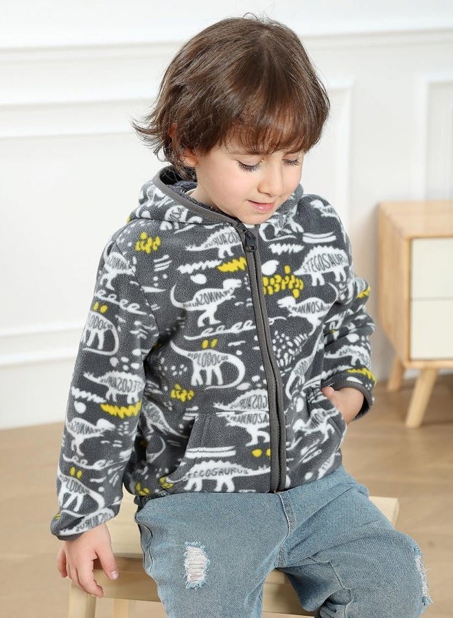 Feidoog Toddler Polar Fleece Jacket Hooded Baby Boys Girls Autumn Winter Long Sleeve Thick Warm Outerwear,Graffiti,4-5T - Image 2