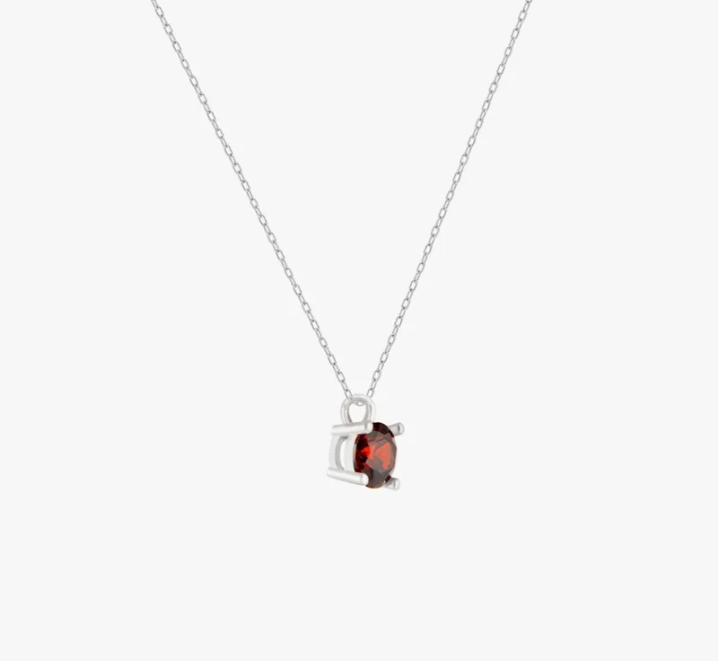 Minza  Minza “Wine” Women’s Necklace, Sterling Silver 925 Chain with Red Agate Pendant, Minimalist Handmade Necklace for Women, Jewelry for Casual & Special Occasion. for Women | Best Price UAE
