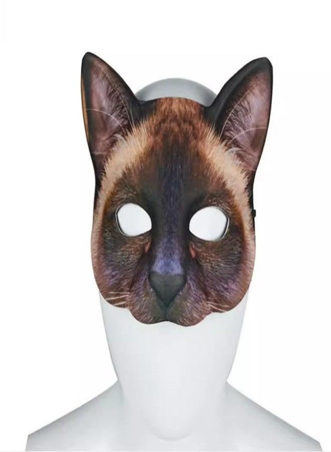 Hosfairy 1Pcs Halloween Half Face Cat Mask Animal Cat Mask for Halloween Christmas Easter Novelty Costume Party Accessory(Style F) - Image 2