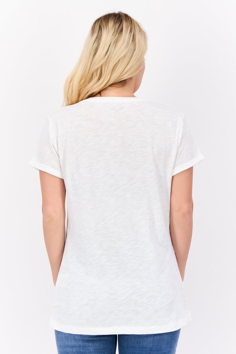 Pepe Jeans تي شيرت نسائي بأكمام قصيرة وياقة دائرية، طباعة جرافيك، أبيض فاتح - Image 3