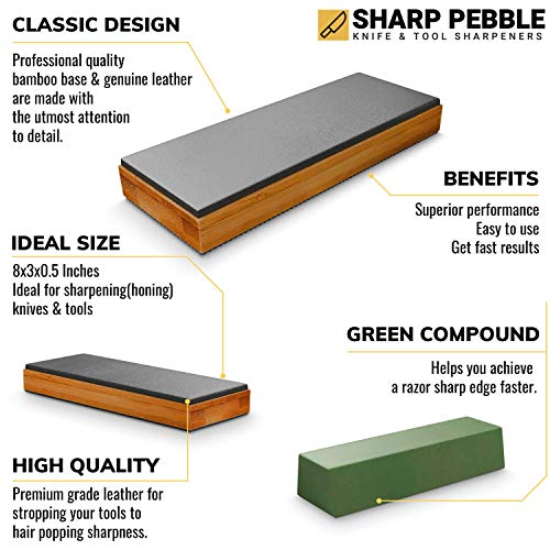 Sharp Pebble Premium Leather Strop for Knife Sharpening with Polishing Compound - Sharpening Strop for Knives, Straight Razor, Chisels - with eBook Guide - Image 2