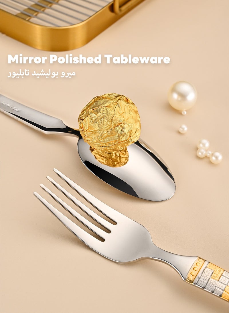 Sunhome 24-Piece Stainless Steel Cutlery Set with Laser Engraving For Kitchen - Image 2