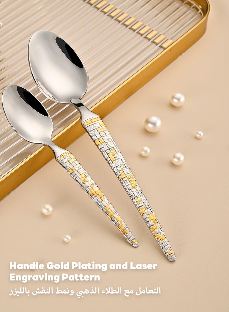 Sunhome 24-Piece Stainless Steel Cutlery Set with Laser Engraving For Kitchen - Image 3