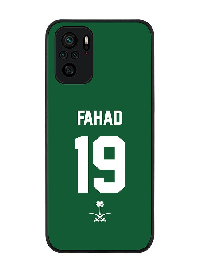 Stylizedd Rugged Black edge case for Xiaomi Poco M5s Slim fit Soft Case Flexible Rubber Edges Anti Drop TPU Gel Thin Cover - Football Team - Saudi Arabia Player Name - Fahad - Image 1