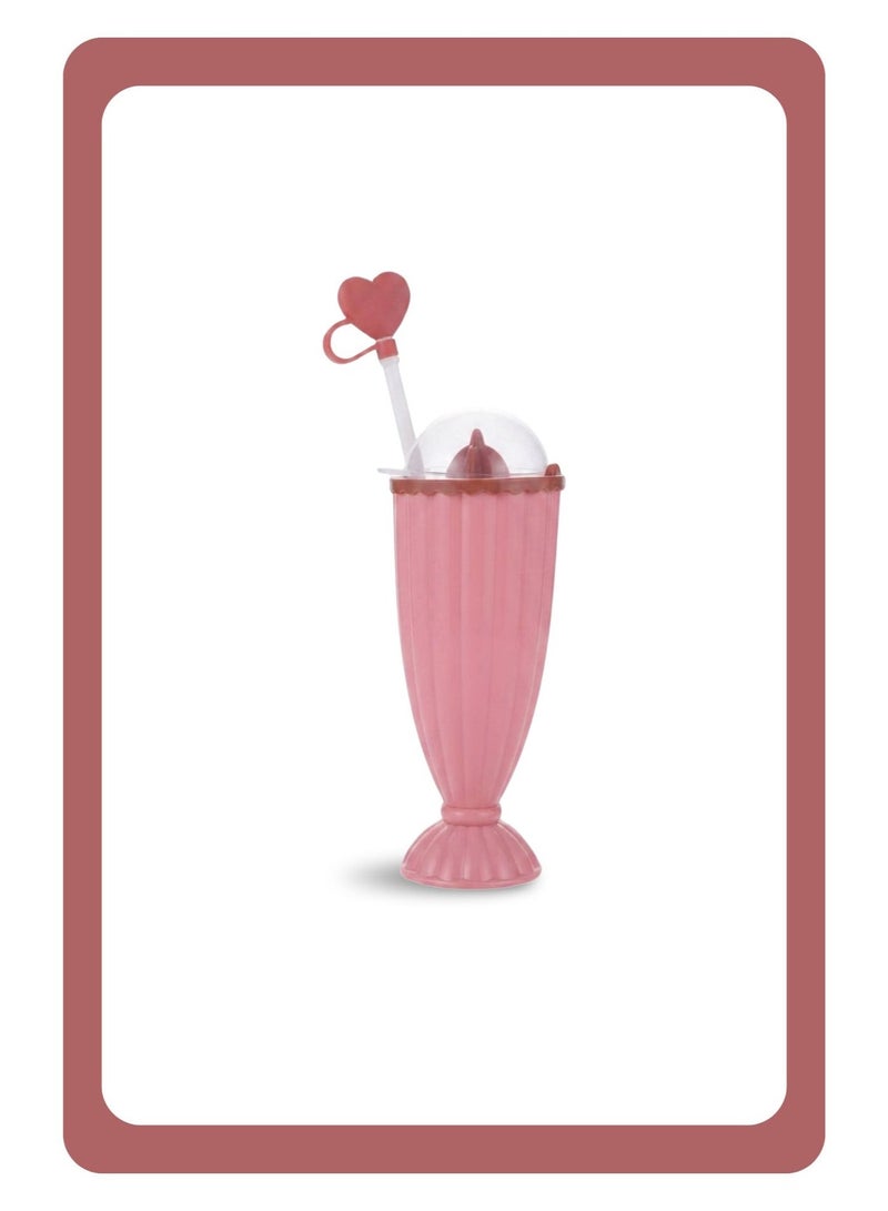2-in-1 Manual Citrus Juicer with Cup, Lid & Straw – Pink - Image 4