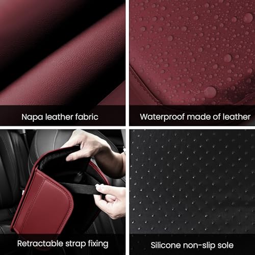Wogomz Car Center Console Cover, 11.6"×8.3" Leather Car Armrest Cushion Pad with 2 Storage Pockets, Comfortable Arm Rest Box Cover Mat for Most Vehicles, Universal Interior Accessories (Wine Red) - Image 5