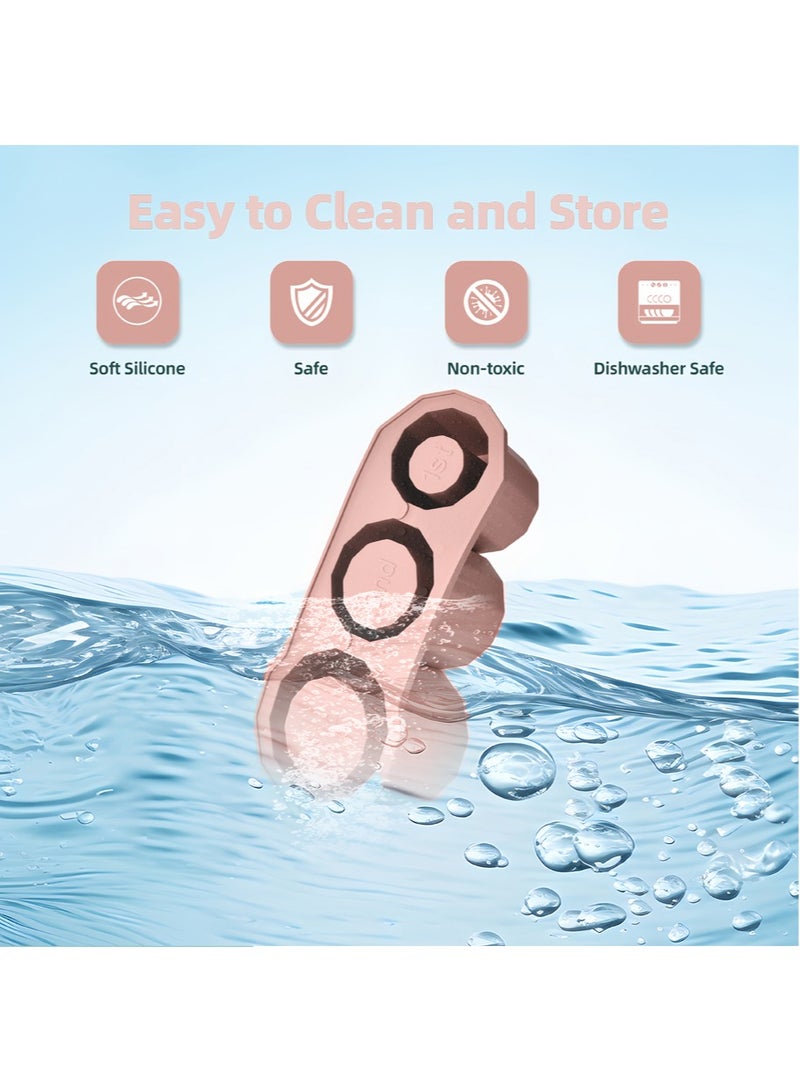 Leon Home Silicone ice tray with lid, round and square ice tray mold, suitable for refrigerator, size 40 oz, 30 oz and 20 oz, hollow cylindrical ice tray, suitable for drinks, coffee and juice. (Pink)  - Image 3