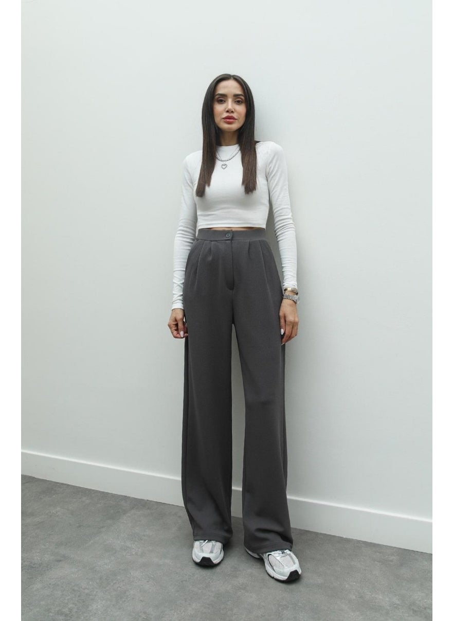 Havoş Havaş Smoke Double Pleated Palazzo Trousers  - Image 1