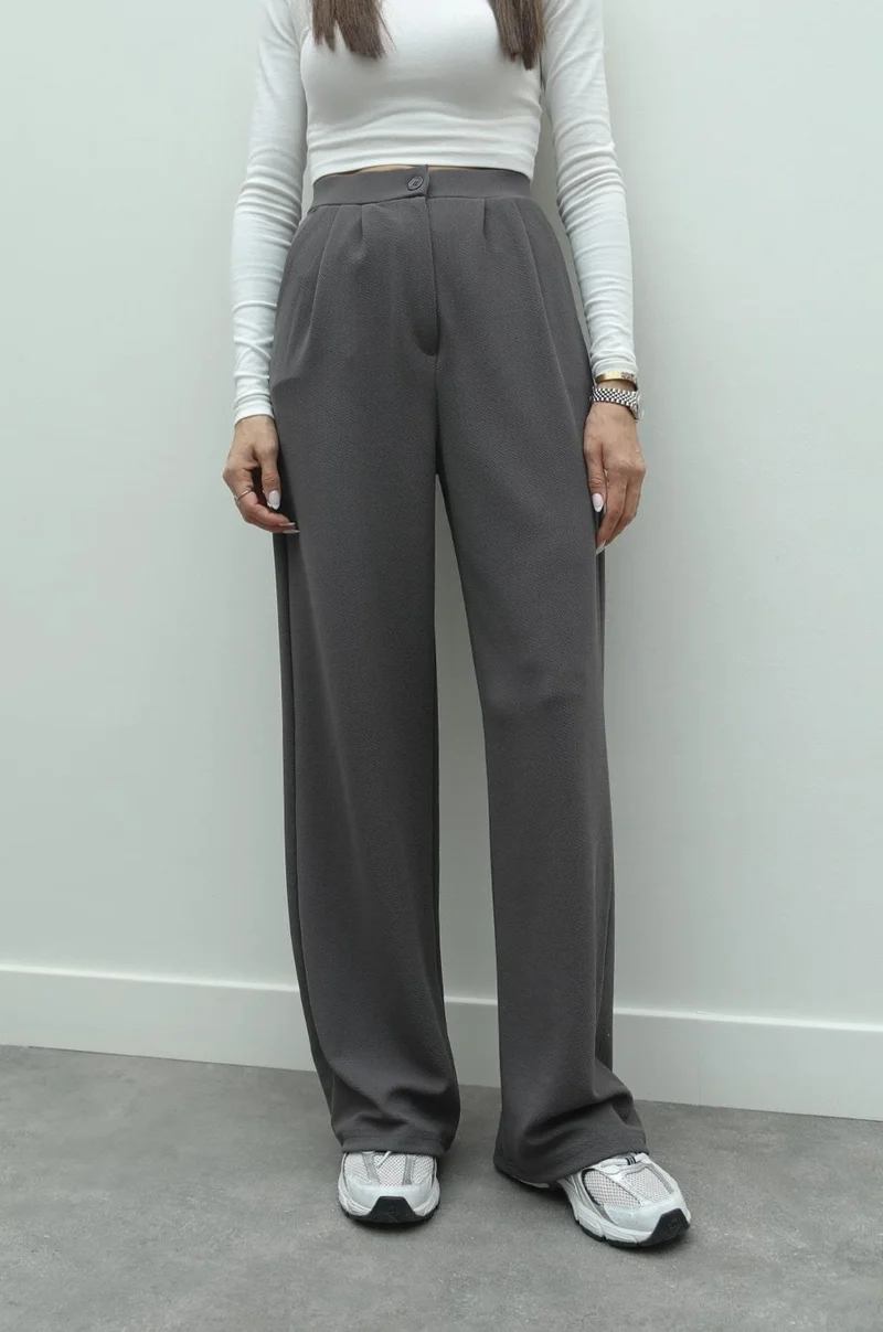 Havoş Havaş Smoke Double Pleated Palazzo Trousers