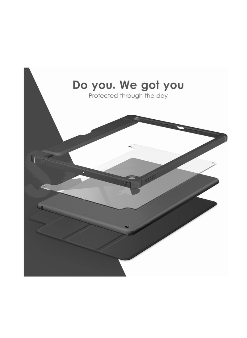 حافظة iPad الجيل التاسع / الثامن / السابع مقاس 10.2 بوصة (2021 / 2020 / 2019)، ظهر شفاف شفاف، غطاء إطار مقاوم للصدمات من مادة TPU [حامل أقلام مدمج، يدعم النوم/الاستيقاظ التلقائي] لجهاز iPad 10.2 - أسو - pzsku/Z3FCA199EE1D714AA137AZ/45/_/1721734300/19bd79f6-10ac-4407-aa82-2a6d2c645e93