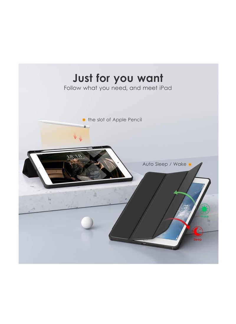 حافظة iPad الجيل التاسع / الثامن / السابع مقاس 10.2 بوصة (2021 / 2020 / 2019)، ظهر شفاف شفاف، غطاء إطار مقاوم للصدمات من مادة TPU [حامل أقلام مدمج، يدعم النوم/الاستيقاظ التلقائي] لجهاز iPad 10.2 - أسو - pzsku/Z3FCA199EE1D714AA137AZ/45/_/1721734304/5a00d606-7fdf-4d22-96a6-0d90e01fe788
