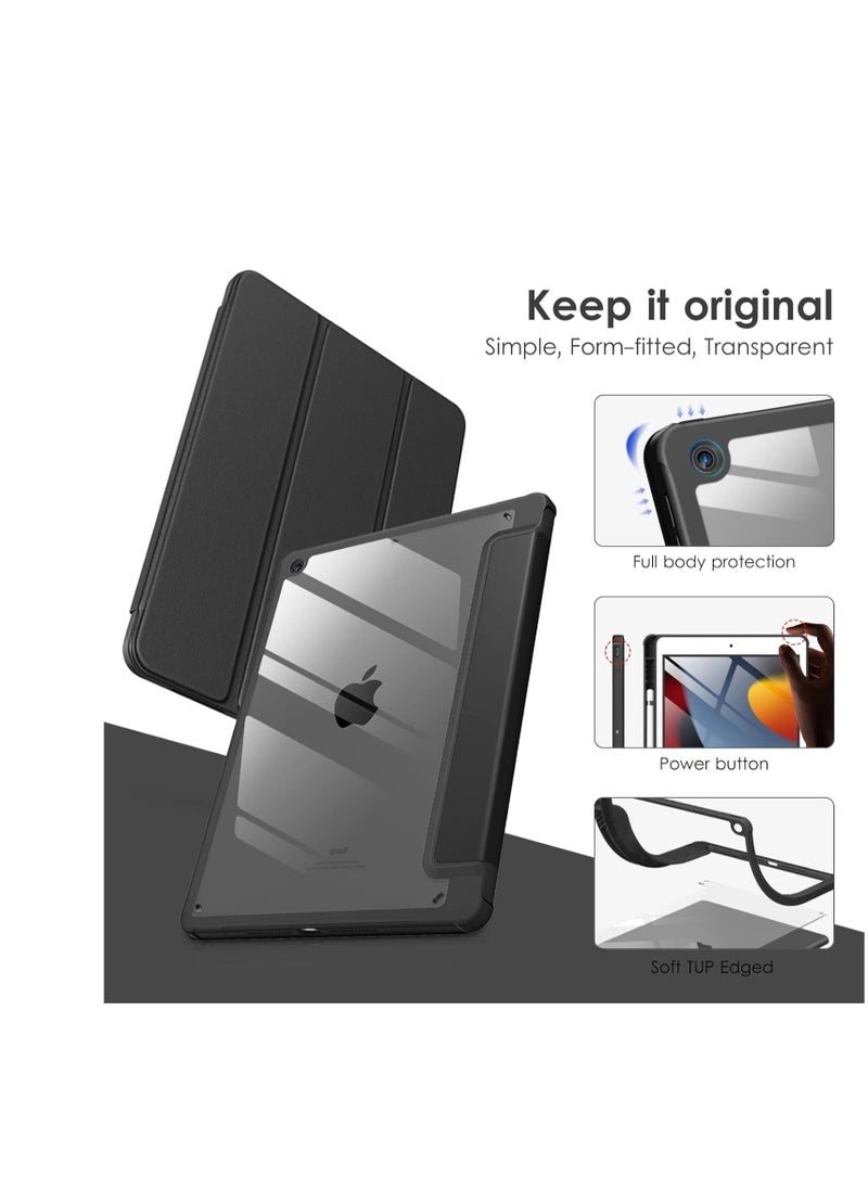 حافظة iPad الجيل التاسع / الثامن / السابع مقاس 10.2 بوصة (2021 / 2020 / 2019)، ظهر شفاف شفاف، غطاء إطار مقاوم للصدمات من مادة TPU [حامل أقلام مدمج، يدعم النوم/الاستيقاظ التلقائي] لجهاز iPad 10.2 - أسو - pzsku/Z3FCA199EE1D714AA137AZ/45/_/1721734307/84043a90-e516-47f1-8672-c16b5795eb1f