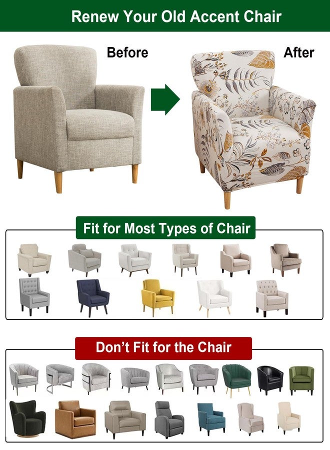 CRFATOP Stretch 1 Piece Chair Covers with Arms Printed Accent Chair Cover Armchair Flower Soft Banquet Armchair Covers Washable Chair Slipcovers for Living Room Office Reception Reading Sofa,02 - Image 5