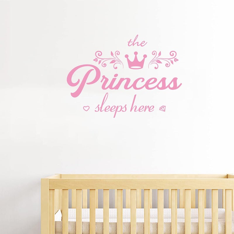thovorrnl Crown Diamond Wall Decals Princess Sleep Here Wall Stickers Removable DIY Mural Art Words with Flower Quotes Vinyl Stickers for Kids Girls Bedroom Living Room Nursery Home Background Decoration - Image 5