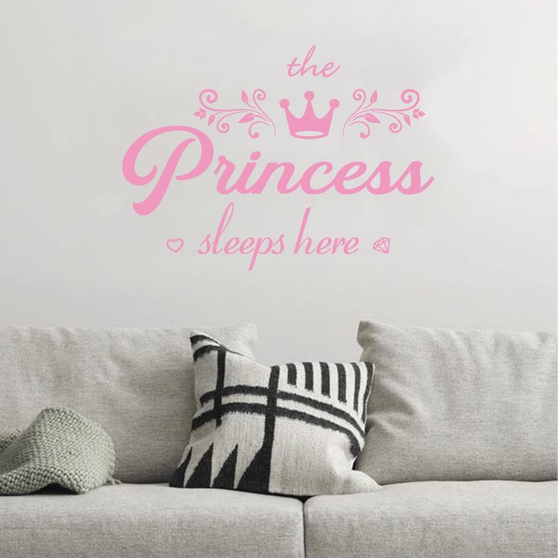 thovorrnl Crown Diamond Wall Decals Princess Sleep Here Wall Stickers Removable DIY Mural Art Words with Flower Quotes Vinyl Stickers for Kids Girls Bedroom Living Room Nursery Home Background Decoration - Image 4
