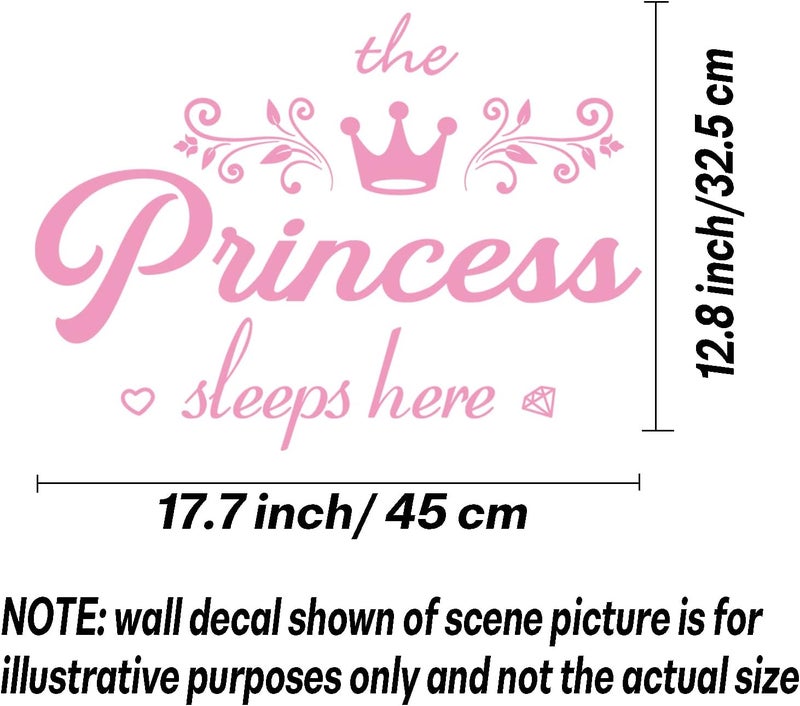 thovorrnl Crown Diamond Wall Decals Princess Sleep Here Wall Stickers Removable DIY Mural Art Words with Flower Quotes Vinyl Stickers for Kids Girls Bedroom Living Room Nursery Home Background Decoration - Image 3