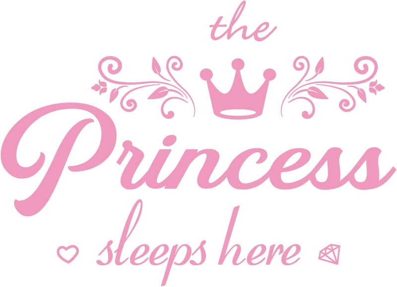 thovorrnl Crown Diamond Wall Decals Princess Sleep Here Wall Stickers Removable DIY Mural Art Words with Flower Quotes Vinyl Stickers for Kids Girls Bedroom Living Room Nursery Home Background Decoration - Image 1
