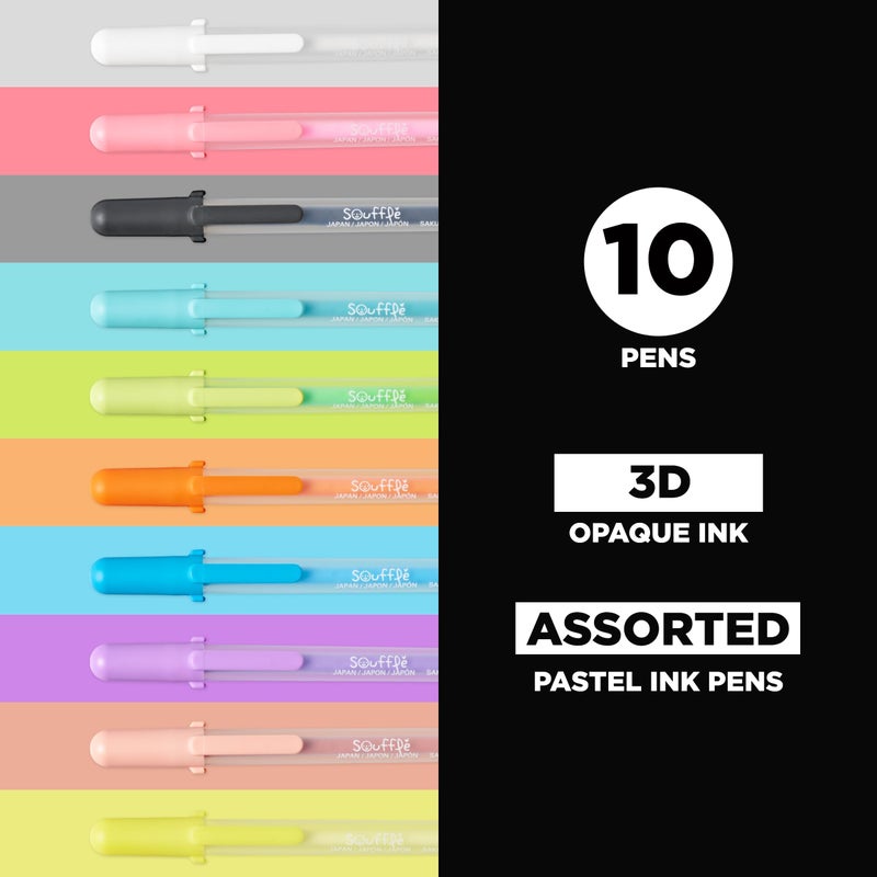 SAKURA Souffle Pastel Color 3-Dimensional Opaque Ink Pens, 10 Pen Set 58350 - Image 2