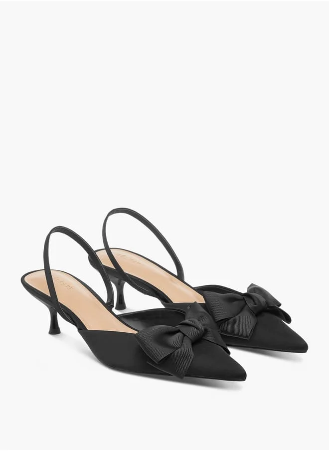 سيليست Women's Bow Accent Slingback Shoes with Kitten Heels