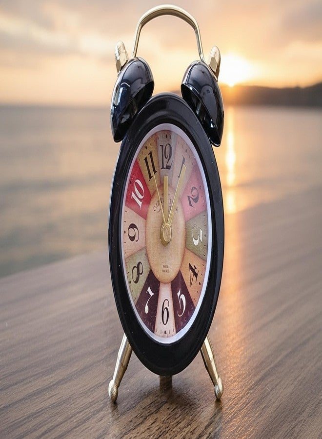 THIMAHI Dreamy Retro Metal Body Cute Small Mini Twin Bell Shaped Alarm Clock with Soft (smol-Raibo) - Image 3