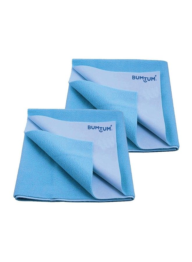 Bumtum Baby Dry Sheet Waterproof Soft Fleece Baby Bed Protector ; Antibacterial & Odour Free ; Extra Absorbant Reuseable & Washable (Aqua Blue Large Size 100 * 140Cm Pack Of 2) - Image 1
