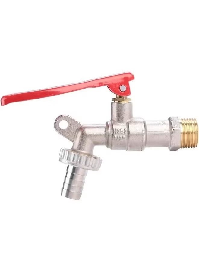 Home Water Tap, Brass Thread Water Supply Manual Tap Lockable Faucet Home Outdoor Garden Tool Durable Outside Garden Tap, 1/2 Inch, Lockable - Image 2