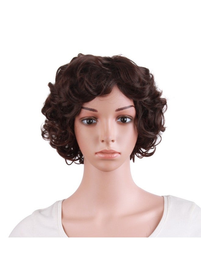 MapofBeauty 11.8 Inch/30 Cm Special Elderly Short Curly Fashion Wigs(Dark Brown) - Image 1