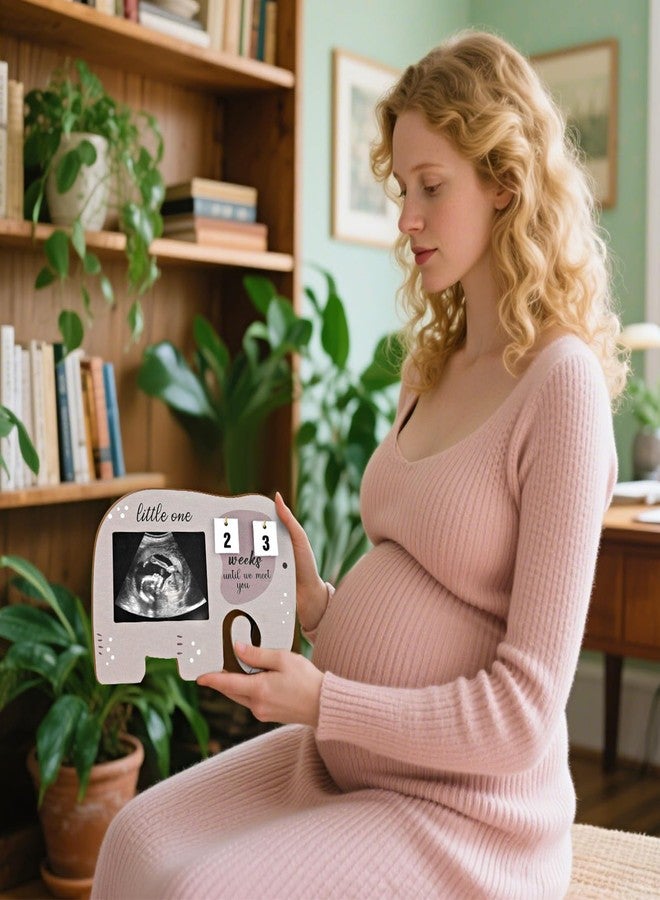 Aosemili Sonogram Picture Frame Ultrasound Photo Display with Baby Countdown Weeks-Pregnancy Announcement Baby Gender Reveal Gift- New Mom Expecting Parents to Be Keepsake Gifts - Image 2