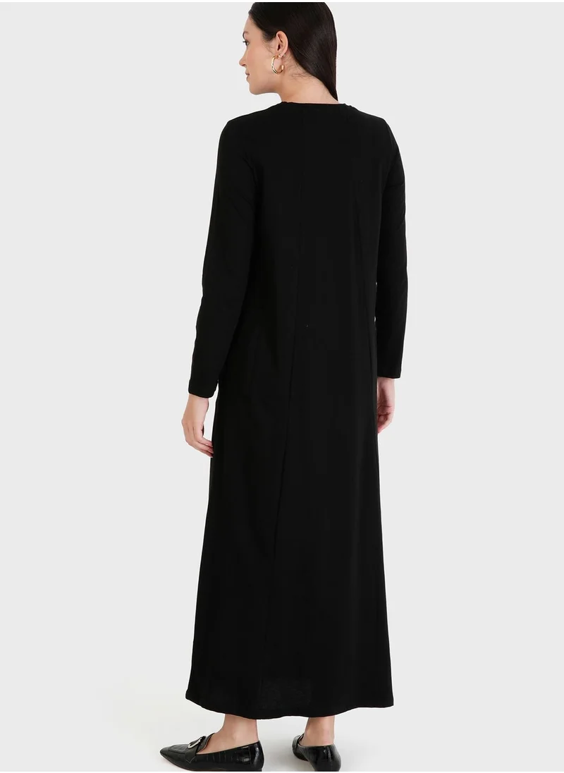 Refka by modanisa Round Neck Pocket Detail Dress