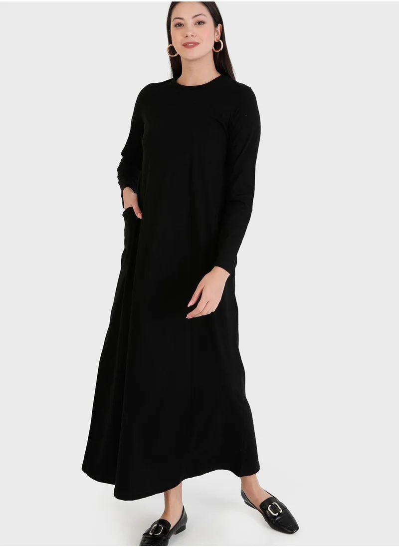 Refka by modanisa Round Neck Pocket Detail Dress