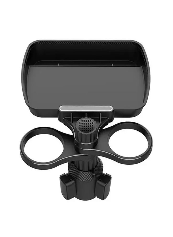 Black 360 Degree Swivel Car Cup Holder Tray Multifunctional Storage Rack - Image 1