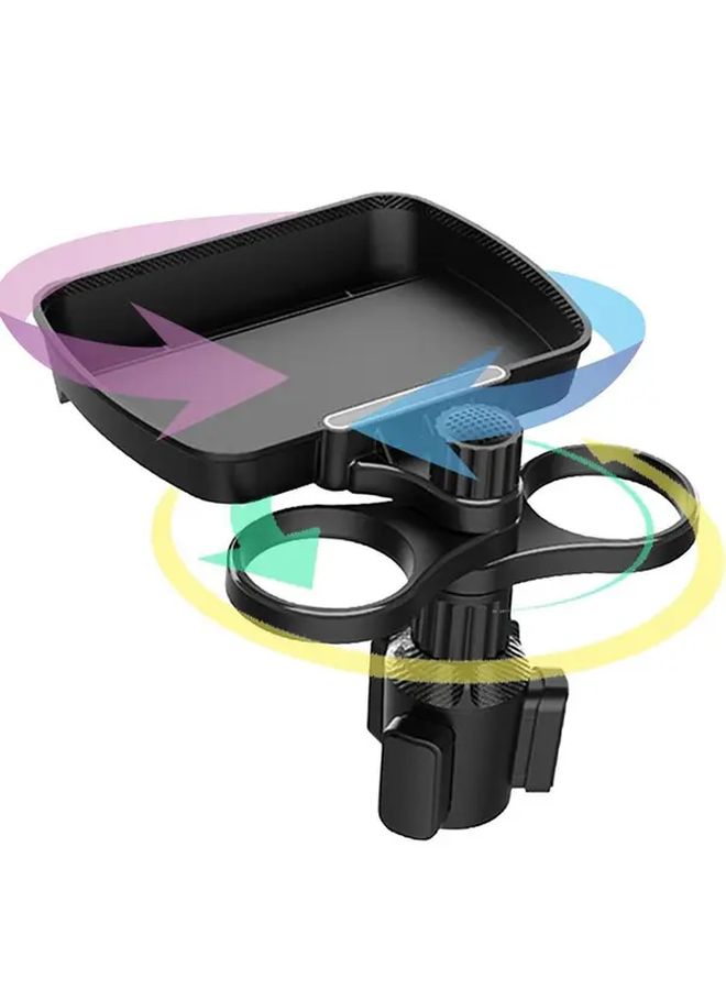 Black 360 Degree Swivel Car Cup Holder Tray Multifunctional Storage Rack - Image 2