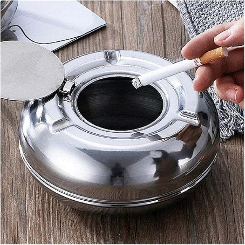Stainless Steel Ashtray with Lid Detachable Outdoor Cigarette Holder for Home Office Patio - Image 5