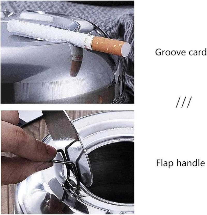 Stainless Steel Ashtray with Lid Detachable Outdoor Cigarette Holder for Home Office Patio - Image 4