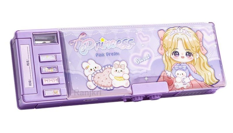 Invite Enterprise Invite Multifunction Pencil Case for Girls and Boys, Cute Cartoon Pen Box Organizer Stationery, Sharpener, Schedule, Whiteboard, School Supplies, Best Gifts for Kids(Password Lock) - Image 1