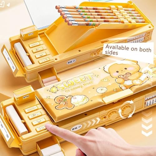 Invite Enterprise Invite Multifunction Pencil Case for Girls and Boys, Cute Cartoon Pen Box Organizer Stationery, Sharpener, Schedule, Whiteboard, School Supplies, Best Gifts for Kids(Password Lock) - Image 4