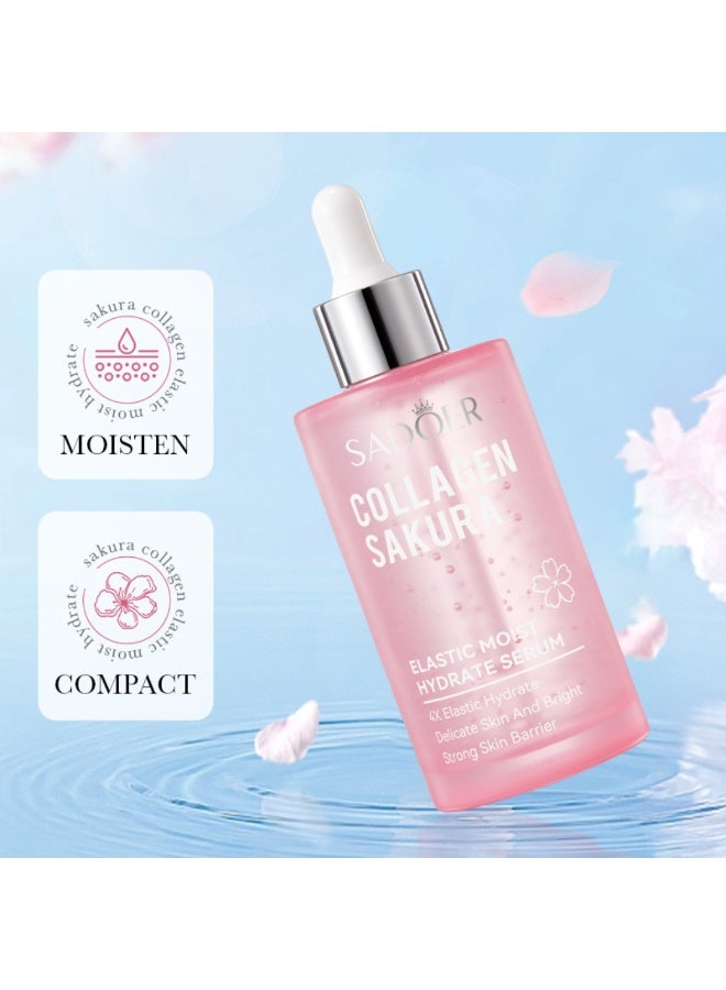 SADOER Collagen Sakura Face Serum 100ml Moisturizing Hydrating Repairing  4X Elastic Moist Sakura Facial Serum with Collagen Delicate Skin And Brightening  String Skin Barrier - Image 3