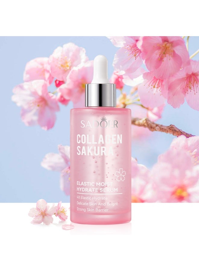 SADOER Collagen Sakura Face Serum 100ml Moisturizing Hydrating Repairing  4X Elastic Moist Sakura Facial Serum with Collagen Delicate Skin And Brightening  String Skin Barrier - Image 2
