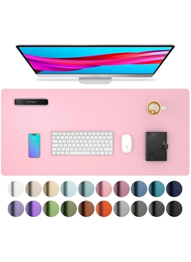 HOOKOR Leather Desk Pad Protector,Mouse Pad,Office Desk Mat, Non-Slip PU Leather Desk Blotter,Laptop Desk Pad,Waterproof Desk Writing Pad for Office and Home (Pink, 90x40cm)  - Image 1