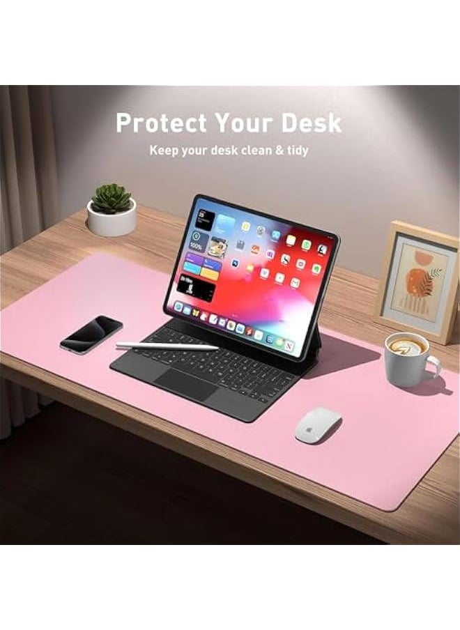 HOOKOR Leather Desk Pad Protector,Mouse Pad,Office Desk Mat, Non-Slip PU Leather Desk Blotter,Laptop Desk Pad,Waterproof Desk Writing Pad for Office and Home (Pink, 90x40cm)  - Image 2