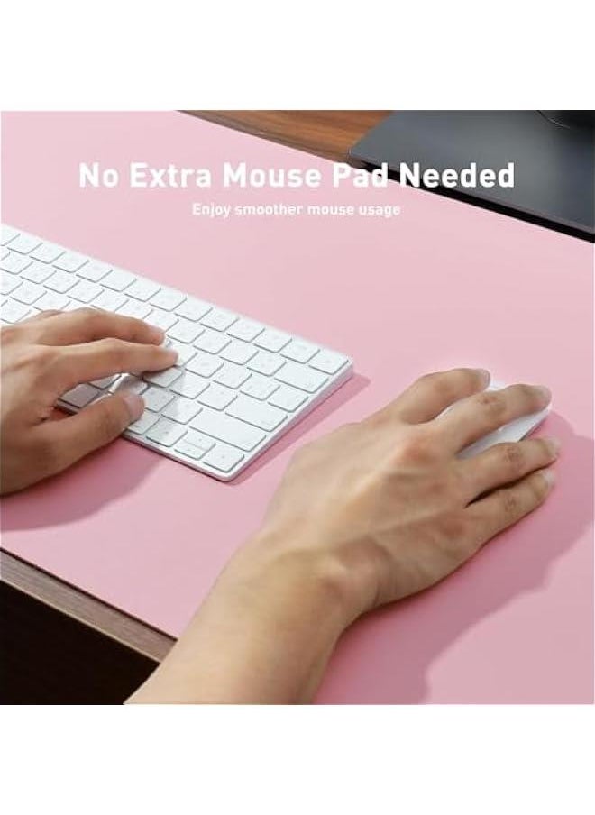 HOOKOR Leather Desk Pad Protector,Mouse Pad,Office Desk Mat, Non-Slip PU Leather Desk Blotter,Laptop Desk Pad,Waterproof Desk Writing Pad for Office and Home (Pink, 90x40cm)  - Image 3