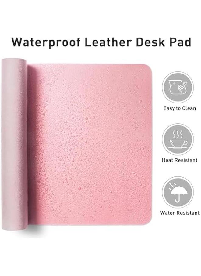 HOOKOR Leather Desk Pad Protector,Mouse Pad,Office Desk Mat, Non-Slip PU Leather Desk Blotter,Laptop Desk Pad,Waterproof Desk Writing Pad for Office and Home (Pink, 90x40cm)  - Image 5